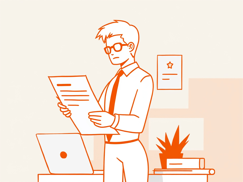 Ilustración minimalista sobre cómo denunciar el acoso laboral, en tonos blancos y naranjas